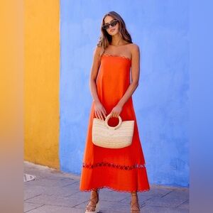 NWT 12 Mr. Zimi Midi GINA dress in Spritz Orange